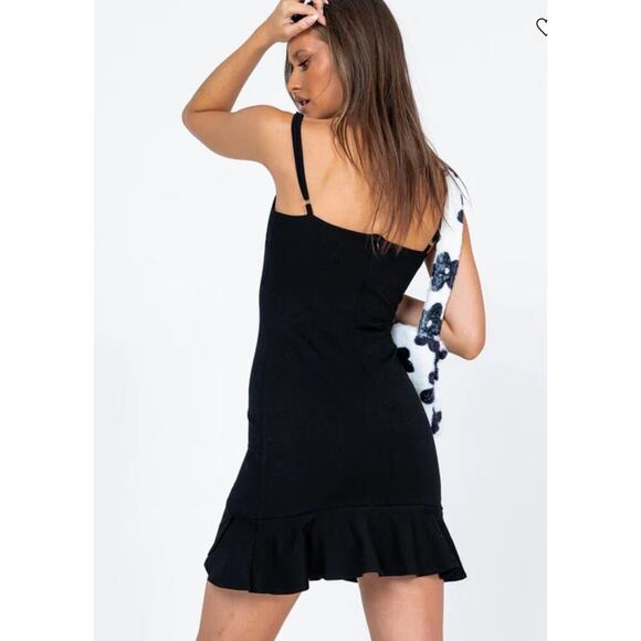 Princess Polly Kiribati Mini Dress Black Ruffle Curve Size 18 NEW - Picture 3 of 9